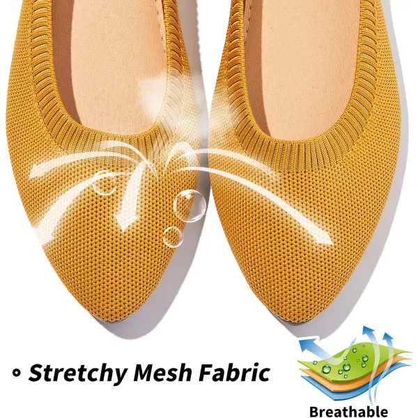 BABUDOG Women's Mesh Flats Shoes Pointed-Toe Dress Shoes for Women Black Flats Shoes Comfortable Memory Foam Flats Shoes