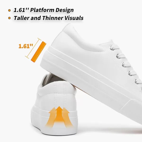 BABUDOG Womens Synthetic Leather Platform Sneakers,White Platform Shoes,Lace-up Tennis Shoes for Women,Comfortable Casual Shoes