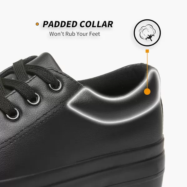 BABUDOG Womens Synthetic Leather Platform Sneakers,White Platform Shoes,Lace-up Tennis Shoes for Women,Comfortable Casual Shoes