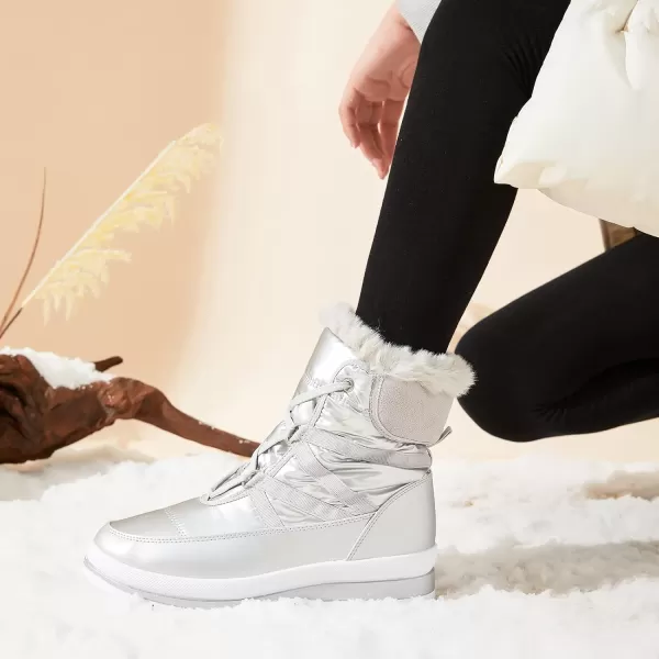 BABUDOG Womens Warm Fur Lined Mid-Calf Boots Waterproof Winter Snow Boots Non-slip Lace up Combat Boots