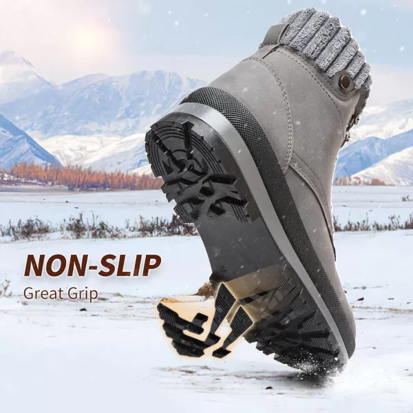 BABUDOG Womens Waterproof Ankle Boots for Outdoor ,Fashion Combat Boots with Side Zipper,Warm Fur Lined Winter Snow Boots