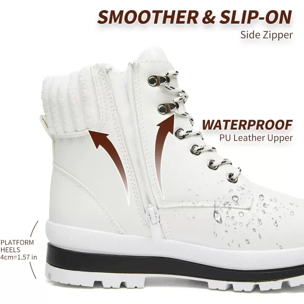 BABUDOG Womens Waterproof Ankle Boots for Outdoor ,Fashion Combat Boots with Side Zipper,Warm Fur Lined Winter Snow Boots