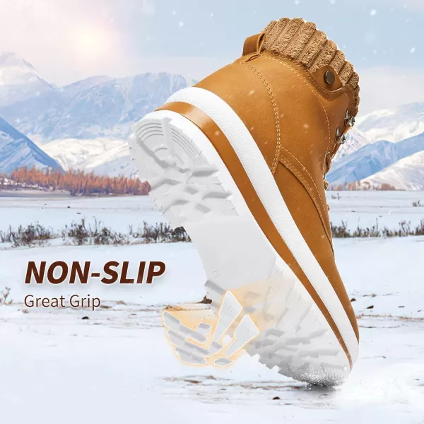 BABUDOG Womens Waterproof Ankle Boots for Outdoor ,Fashion Combat Boots with Side Zipper,Warm Fur Lined Winter Snow Boots