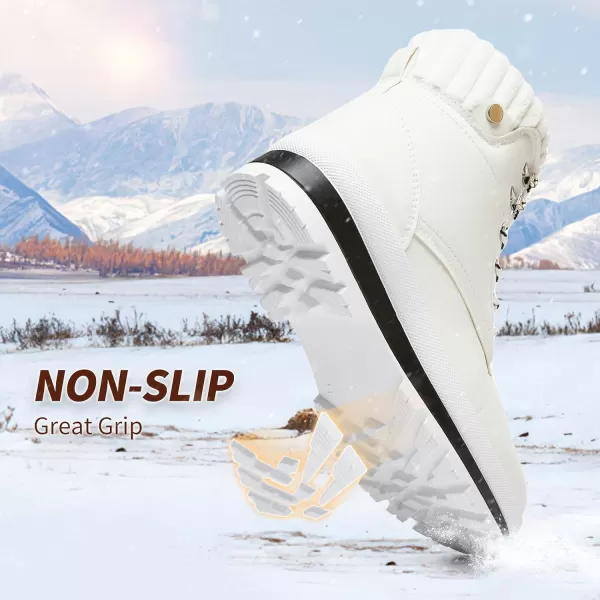 BABUDOG Womens Waterproof Ankle Boots for Outdoor ,Fashion Combat Boots with Side Zipper,Warm Fur Lined Winter Snow Boots