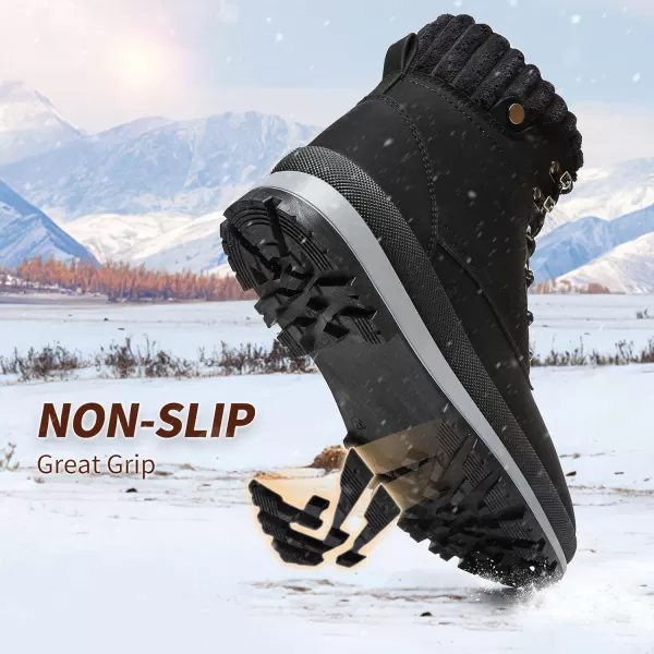 BABUDOG Womens Waterproof Ankle Boots for Outdoor ,Fashion Combat Boots with Side Zipper,Warm Fur Lined Winter Snow Boots