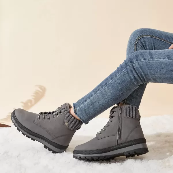 BABUDOG Womens Waterproof Ankle Boots for Outdoor ,Fashion Combat Boots with Side Zipper,Warm Fur Lined Winter Snow Boots