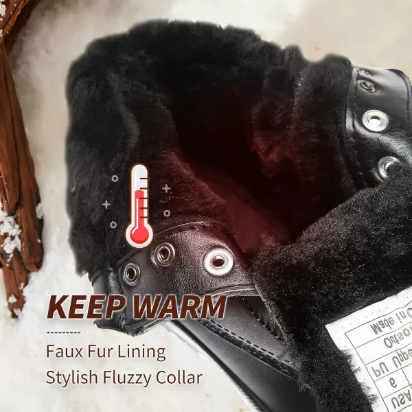 BABUDOG Womens Waterproof Ankle Boots for Outdoor ,Fashion Combat Boots with Side Zipper,Warm Fur Lined Winter Snow Boots