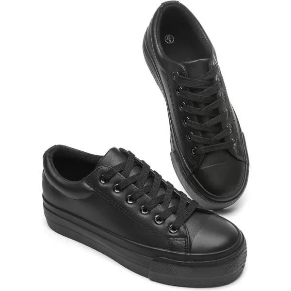 BABUDOG Womens Synthetic Leather Platform Sneakers,White Platform Shoes,Lace-up Tennis Shoes for Women,Comfortable Casual Shoes