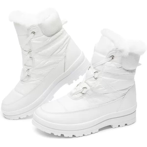 BABUDOG Womens Warm Fur Lined Mid-Calf Boots Waterproof Winter Snow Boots Non-slip Lace up Combat Boots