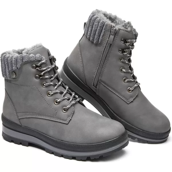 BABUDOG Womens Waterproof Ankle Boots for Outdoor ,Fashion Combat Boots with Side Zipper,Warm Fur Lined Winter Snow Boots