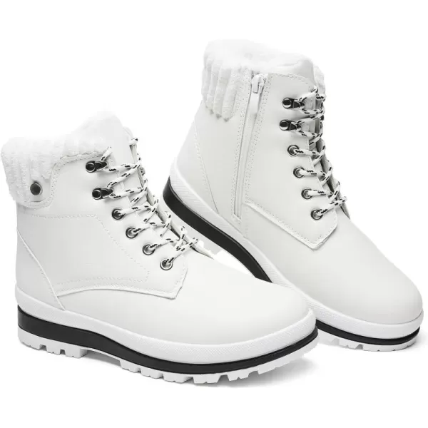 BABUDOG Womens Waterproof Ankle Boots for Outdoor ,Fashion Combat Boots with Side Zipper,Warm Fur Lined Winter Snow Boots