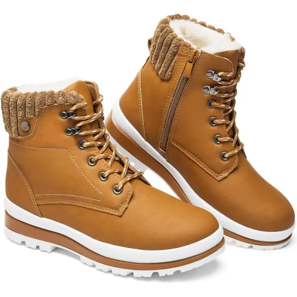 BABUDOG Womens Waterproof Ankle Boots for Outdoor ,Fashion Combat Boots with Side Zipper,Warm Fur Lined Winter Snow Boots