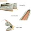 imageHEAWISH Womens Ballet Flat Daisy Round Toe Dress Shoes Casual Slip On Rope LoaferGreen