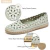 imageHEAWISH Womens Ballet Flat Daisy Round Toe Dress Shoes Casual Slip On Rope LoaferGreen
