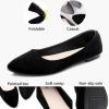 imageHEAWISH Womens Black Flats Shoes Comfortable Suede Pointed Toe Slip On Casual Ballet Flats Dress Shoes Nude FlatsBlack