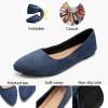 imageHEAWISH Womens Black Flats Shoes Comfortable Suede Pointed Toe Slip On Casual Ballet Flats Dress Shoes Nude FlatsNavy