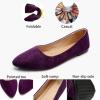 imageHEAWISH Womens Black Flats Shoes Comfortable Suede Pointed Toe Slip On Casual Ballet Flats Dress Shoes Nude FlatsPurple