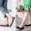 imageHEAWISH Womens Black Flats Shoes Comfortable Suede Pointed Toe Slip On Casual Ballet Flats Dress Shoes Nude FlatsRed