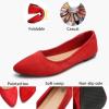 imageHEAWISH Womens Black Flats Shoes Comfortable Suede Pointed Toe Slip On Casual Ballet Flats Dress Shoes Nude FlatsRed