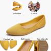 imageHEAWISH Womens Black Flats Shoes Comfortable Suede Pointed Toe Slip On Casual Ballet Flats Dress Shoes Nude FlatsYellow