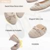 imageHEAWISH Womens Flats Shoes Comfortable Crochet Lace Mesh Round Toe Slip On Casual Ballet Flats Dress ShoesBeige