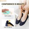 imageHEAWISH Womens Flats Shoes Comfortable Crochet Lace Mesh Round Toe Slip On Casual Ballet Flats Dress ShoesNavy