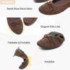 imageHEAWISH Womens Flats Shoes Comfortable Crochet Lace Mesh Round Toe Slip On Casual Ballet Flats Dress ShoesTan