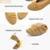 imageHEAWISH Womens Flats Shoes Comfortable Crochet Lace Mesh Round Toe Slip On Casual Ballet Flats Dress ShoesYellow