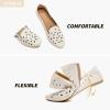 imageHEAWISH Womens Floral Ballet Flats for Women Black Beige Slip On Flowers PU Leather Round Toe Dress ShoesBeige