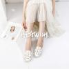 imageHEAWISH Womens Floral Ballet Flats for Women Black Beige Slip On Flowers PU Leather Round Toe Dress ShoesBeige