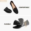 imageHEAWISH Womens Floral Ballet Flats for Women Black Beige Slip On Flowers PU Leather Round Toe Dress ShoesBlack