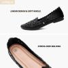 imageHEAWISH Womens Floral Ballet Flats for Women Black Beige Slip On Flowers PU Leather Round Toe Dress ShoesBlack