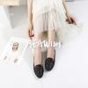 imageHEAWISH Womens Floral Ballet Flats for Women Black Beige Slip On Flowers PU Leather Round Toe Dress ShoesBlack