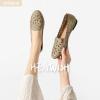 imageHEAWISH Womens Floral Ballet Flats for Women Black Beige Slip On Flowers PU Leather Round Toe Dress ShoesChocolate