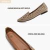 imageHEAWISH Womens Floral Ballet Flats for Women Black Beige Slip On Flowers PU Leather Round Toe Dress ShoesChocolate