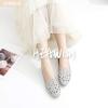 imageHEAWISH Womens Floral Ballet Flats for Women Black Beige Slip On Flowers PU Leather Round Toe Dress ShoesGrey