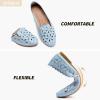 imageHEAWISH Womens Floral Ballet Flats for Women Black Beige Slip On Flowers PU Leather Round Toe Dress ShoesLight Blue