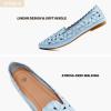 imageHEAWISH Womens Floral Ballet Flats for Women Black Beige Slip On Flowers PU Leather Round Toe Dress ShoesLight Blue
