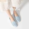 imageHEAWISH Womens Floral Ballet Flats for Women Black Beige Slip On Flowers PU Leather Round Toe Dress ShoesLight Blue