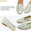 imageHEAWISH Womens Floral Ballet Flats for Women Black Beige Slip On Flowers PU Leather Round Toe Dress ShoesLight Green