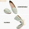 imageHEAWISH Womens Floral Ballet Flats for Women Black Beige Slip On Flowers PU Leather Round Toe Dress ShoesLight Green