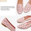 imageHEAWISH Womens Floral Ballet Flats for Women Black Beige Slip On Flowers PU Leather Round Toe Dress ShoesPink
