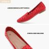 imageHEAWISH Womens Floral Ballet Flats for Women Black Beige Slip On Flowers PU Leather Round Toe Dress ShoesRed