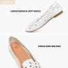 imageHEAWISH Womens Floral Ballet Flats for Women Black Beige Slip On Flowers PU Leather Round Toe Dress ShoesWhite