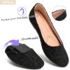 imageHEAWISH Womens Round Toe Flats Shoes Ballet Flats Dressy Comfortable White Green Flats for WomenBlack