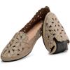 imageHEAWISH Womens Floral Ballet Flats for Women Black Beige Slip On Flowers PU Leather Round Toe Dress ShoesChocolate
