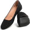 imageHEAWISH Womens Round Toe Flats Shoes Ballet Flats Dressy Comfortable White Green Flats for WomenBlack