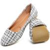 imageHEAWISH Womens Round Toe Flats Shoes Ballet Flats Dressy Comfortable White Green Flats for WomenWhite