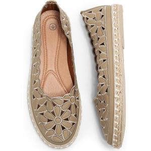 imageHEAWISH Womens Ballet Flat Daisy Round Toe Dress Shoes Casual Slip On Rope LoaferChocolate