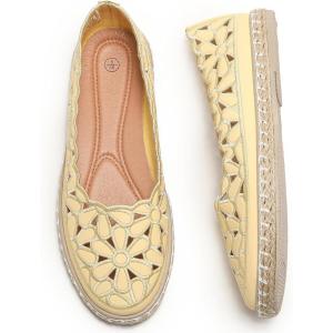 imageHEAWISH Womens Ballet Flat Daisy Round Toe Dress Shoes Casual Slip On Rope LoaferYellow